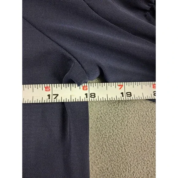 ⭐ Ann Taylor Women’s Navy Blouse Size XS Bell Sleeve Ruffle Scoop Neck - Picture 6 of 9